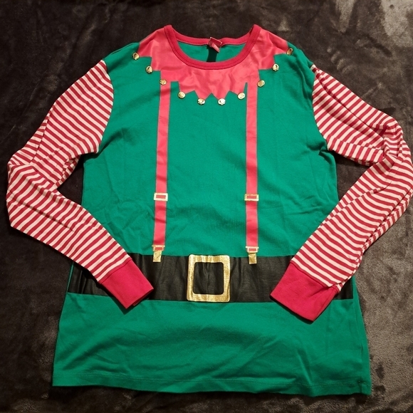 Elf Holiday Time men's or women's size Adult medium pajama set EUC - Picture 2 of 6